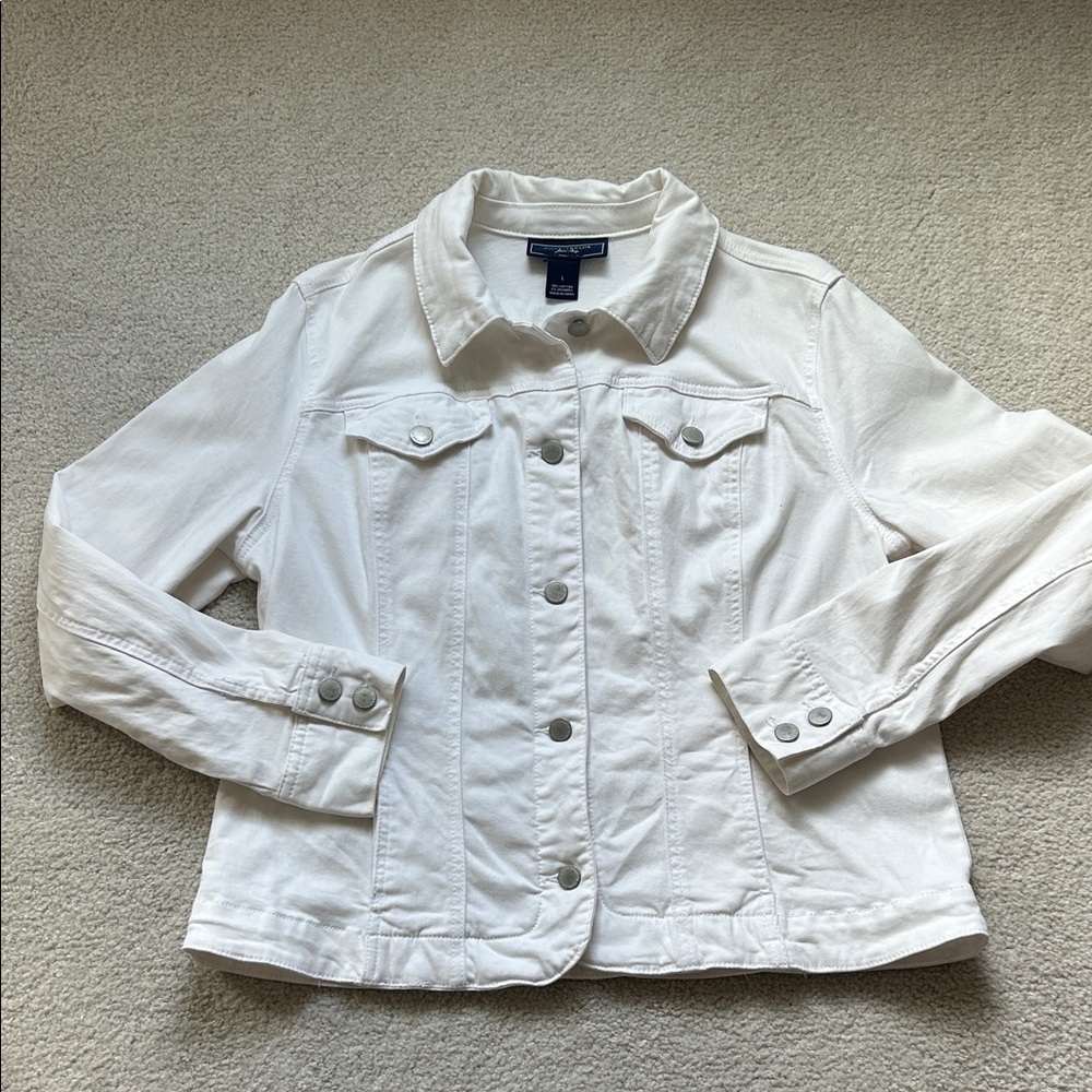 Women’s Charter Club White Denim Jacket with Button Front Size L - Picture 6 of 10